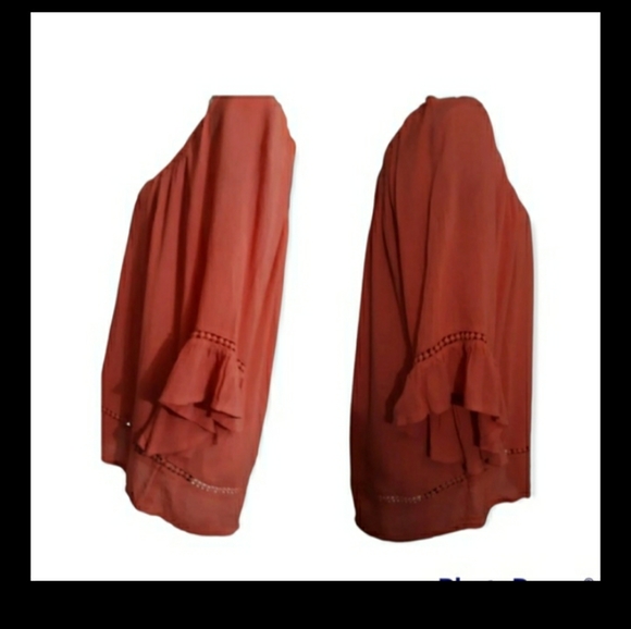 Womens Westport sz med coral color tunic peasant top Bell sleeved shirt - Picture 8 of 8